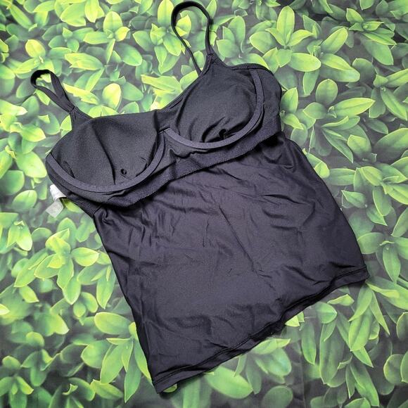NWT Leilani Spring Cocoa Beach Black Sand Underwire Tankini Top size 12 - Picture 6 of 14